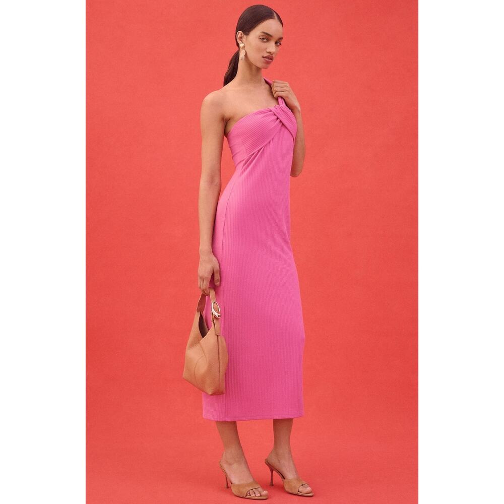 Anthropologie NWT Porridge Antonia Twist Front Ribbed Pink Maxi Dress Medium